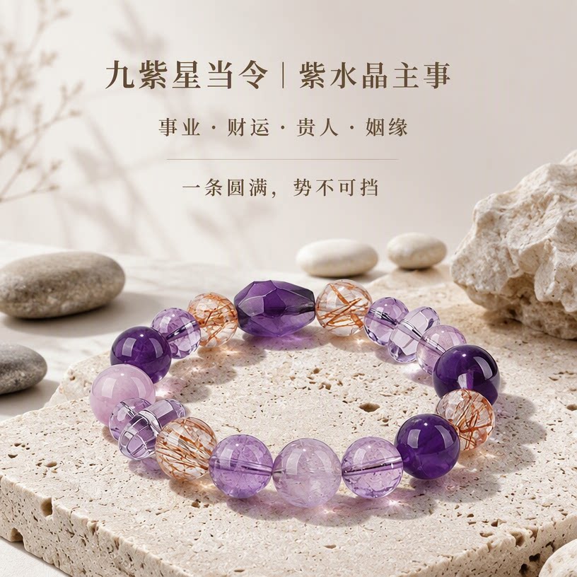 天然紫水晶手链女ins风轻2026新