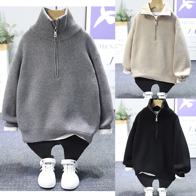 啦芙莱中大童半开衫毛衣针织衫