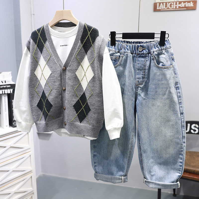 啦芙莱童装2025秋季新款男童韩版洋气针织马甲儿童毛衣背心潮3627