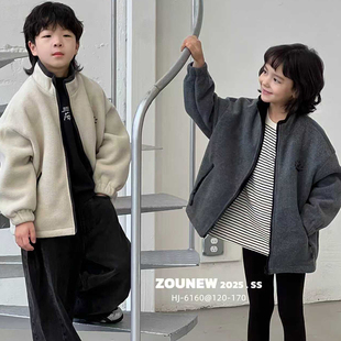 时尚 舟由童装 男女中大童韩版 新款 立领摇粒绒外套上衣6160 2025冬季