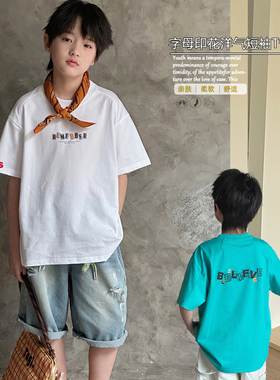 牛哆哆童装2025夏季新款男女童字母印花洋气宽松短袖T恤上衣76116