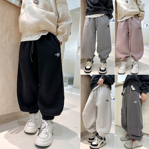 大E小e男女童一体绒运动裤针织裤