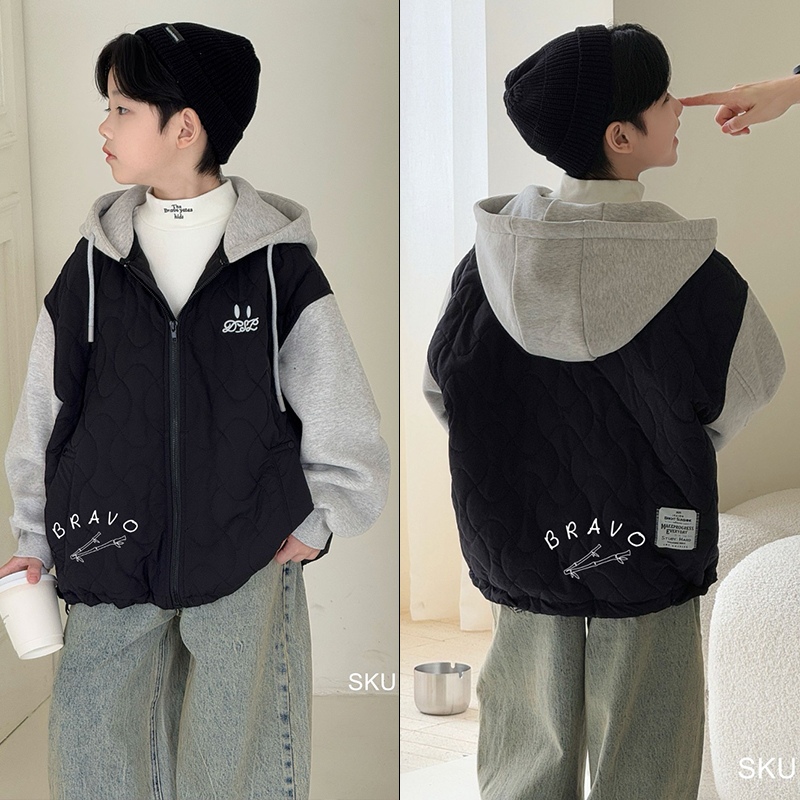 布芮欧童装冬季新款夹棉连帽外套