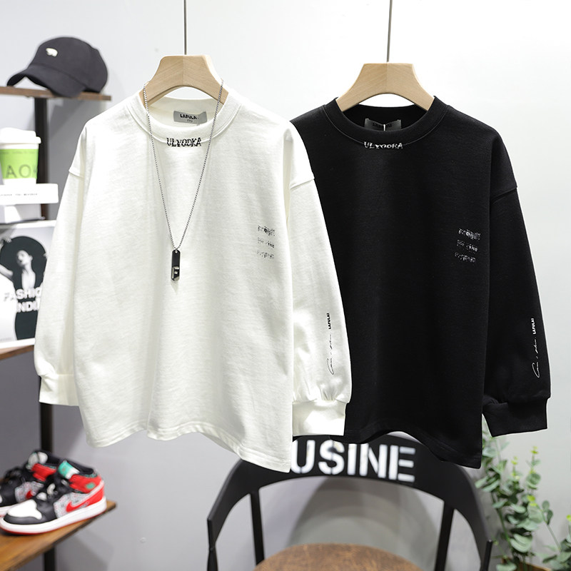 啦芙莱童装2026春季新款男女中大童字母印花圆领卫衣套头衫潮7037