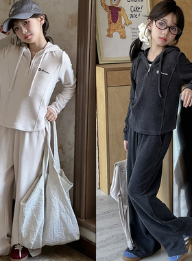 己又合童装秋季新款韩版运动套装女童连帽卫衣两件套潮81303