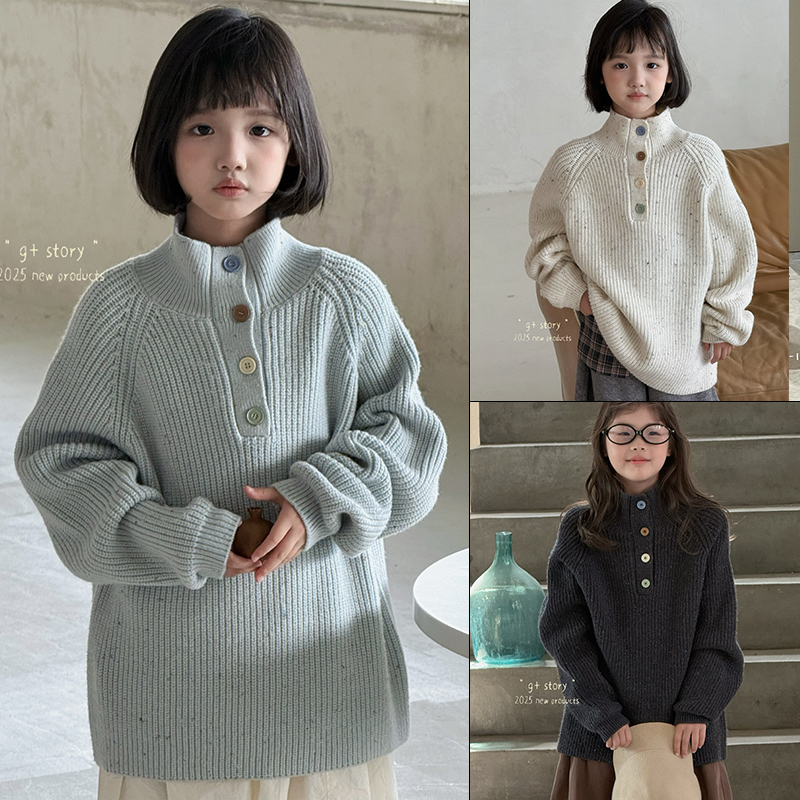 G＋童装冬款女儿童半高领毛衣