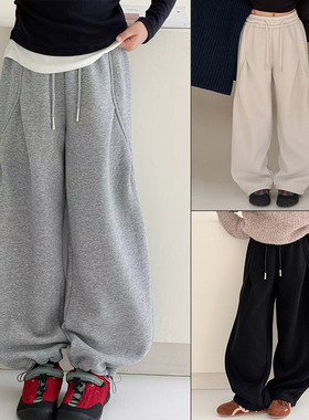 大E小e童装2025冬季新款针织裤儿童一体绒运动裤男女童卫裤66663