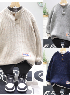 啦芙莱童装2025秋冬新款男女中大童韩版百搭圆领点子针织毛衣6537