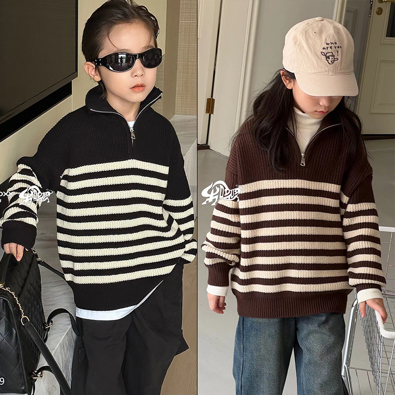 牛哆哆条纹针织毛衣男女童毛衫