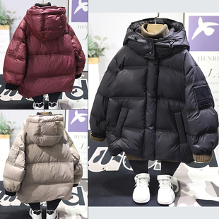 啦芙莱童装 男女中大童90白鸭绒连帽纯色羽绒服外套9563 2024冬新款
