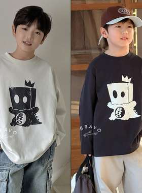 布芮欧童装2025春季新款儿童卡通个性百搭长袖T恤男女童上衣86392