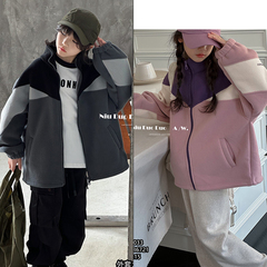 牛哆哆童装秋冬澳粒绒绒外套儿童拼色加厚百搭拉链衫潮71033