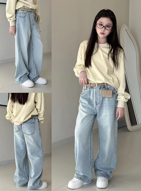 天依角童装2025春季新款男女童韩版百搭休闲直筒牛仔裤长裤27183