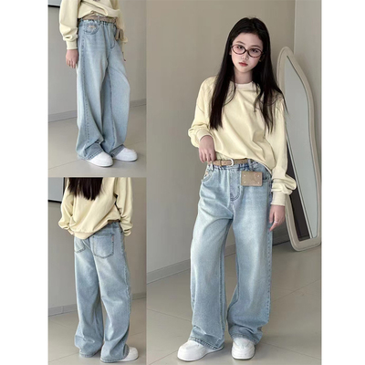 天依角男女童韩版休闲直筒牛仔裤