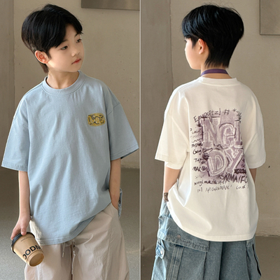 大E小eT恤2026夏季新品男童印花短袖中大童韩版宽松潮半袖t90028