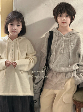 G+童装2025冬季新款男女童韩版连帽针织羊毛衫儿童洋气毛衣52602