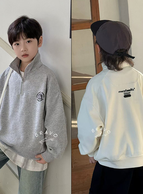 布芮欧童装2025春季新款男女童韩版洋气半拉链卫衣套头衫潮86391