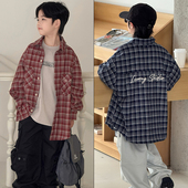 复古刺绣磨毛格子衬衫 新款 男女童衬衣外套2817 2025秋季 大E小e童装