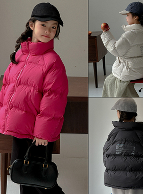 瑭伽羽绒服2024冬新款女童洋气字母90白鸭绒保暖面包服外套28071