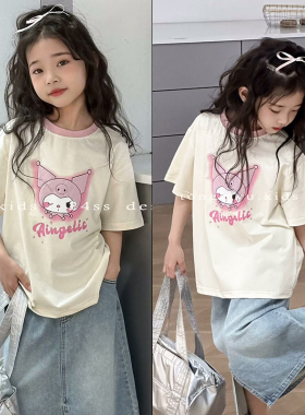 童乐鱼童装夏季新款卡通印花女童可爱百搭休闲T恤短袖潮57150