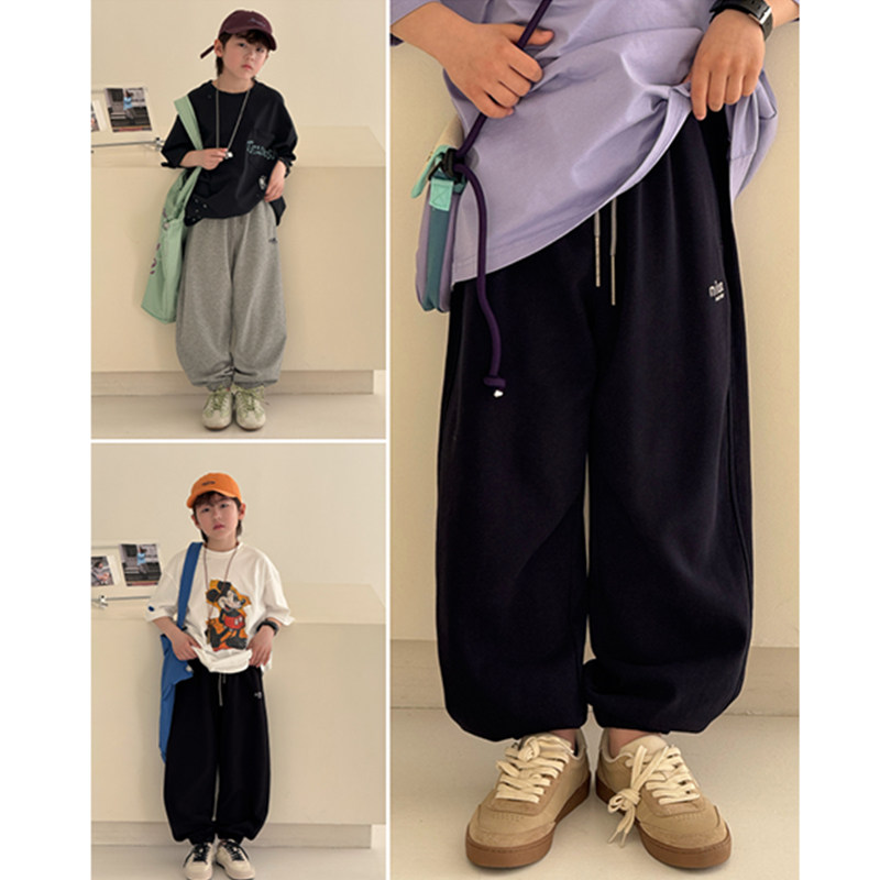 爱木橦童装2026春季新款男女童宽松休闲卫衣中大童束脚裤长裤7930图片