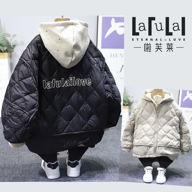 啦芙莱白鸭绒假两件羽绒服外套