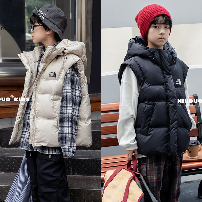 牛哆哆童装2024冬新款连帽羽绒马甲90白鸭绒男女童保暖外套54062,童装/婴儿装/亲子装,羽绒马甲,淘宝优惠券,粉丝福利购,淘宝优惠卷