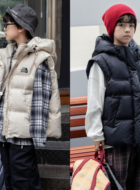 牛哆哆童装2024冬新款连帽羽绒马甲90白鸭绒男女童保暖外套54062