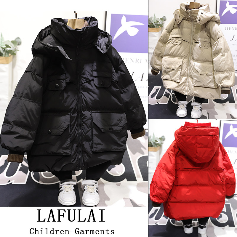 啦芙莱厚中长款羽绒服白鸭绒外套