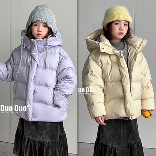 牛哆哆童装2025冬新款女童糖果色90白鸭绒羽绒服面包服外套15029