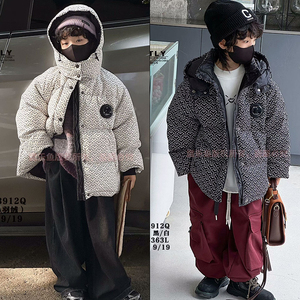 童乐鱼童装2023冬季儿童90白鸭绒男女童山纹羽绒服连帽外套潮3912