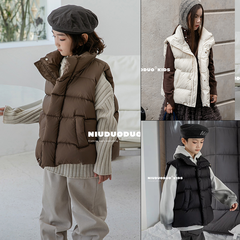 牛哆哆男女童90白鸭绒羽绒马甲