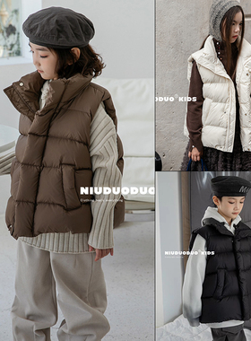 牛哆哆童装2024冬新款男女童90白鸭绒羽绒马甲中大童外套潮34452