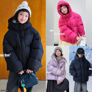 牛哆哆2025冬款男女童韩版连帽羽绒服中大童保暖面包服外套35059