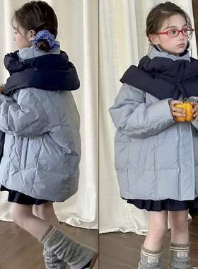 啦芙莱童装2025冬季新款女童韩版带帽羽绒服90白鸭绒保暖外套6269