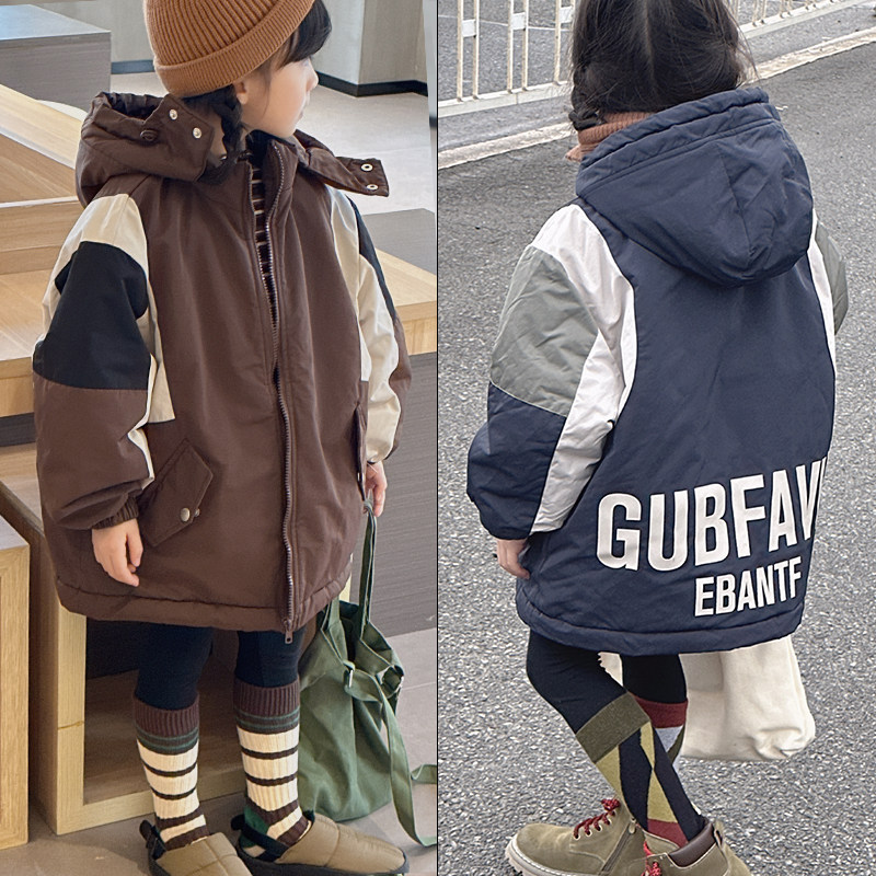 大E小e童装冬新品儿童韩范工装风夹棉加厚棉服男女童外套9018