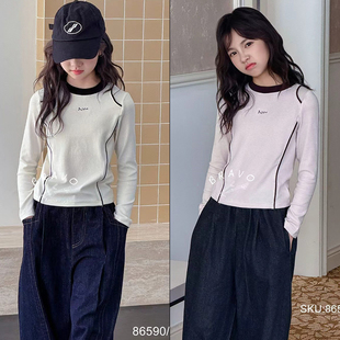 女童时尚 新款 收腰显瘦款 长袖 潮86590 布芮欧童装 T恤打底衫 2025秋季