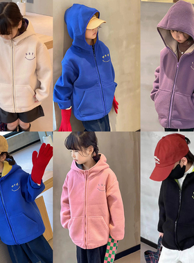 大E小e童装秋冬新款柔软儿童摇粒绒外套男女童保暖拉链衫28021