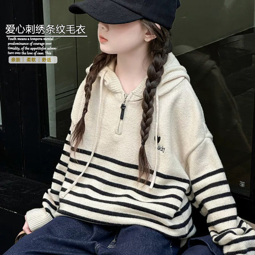 女大童青少年休闲套头针织衫毛衣