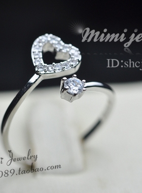 镀金高级微镶甜美风爱心摩登戒指