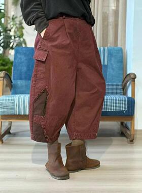 成衣染混纺补丁休闲裤221207