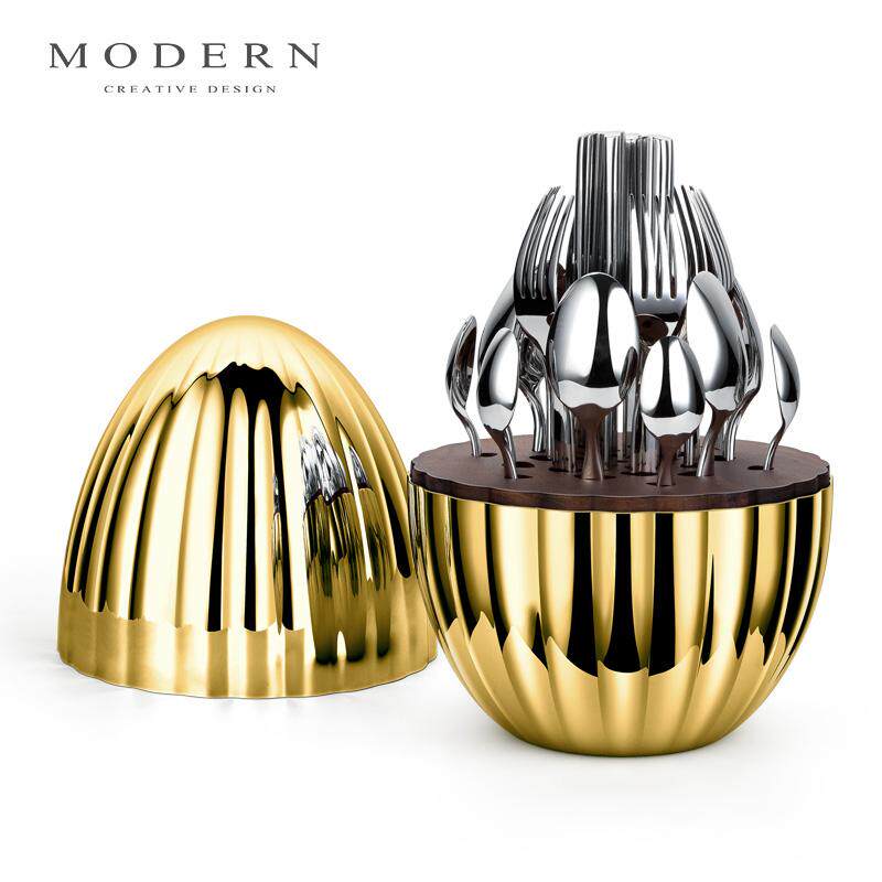 摩登MODERN银龙蛋轻奢筷子版西餐具刀叉套装收纳家饰摆件乔迁送礼