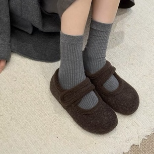 厚底毛毛鞋 秋冬加绒保暖棉鞋 潮 女2025新款 929毛呢勃肯鞋