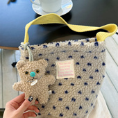 时尚 24冬韩国新款 小水桶包自制小众加绒单肩包冬季 休闲女