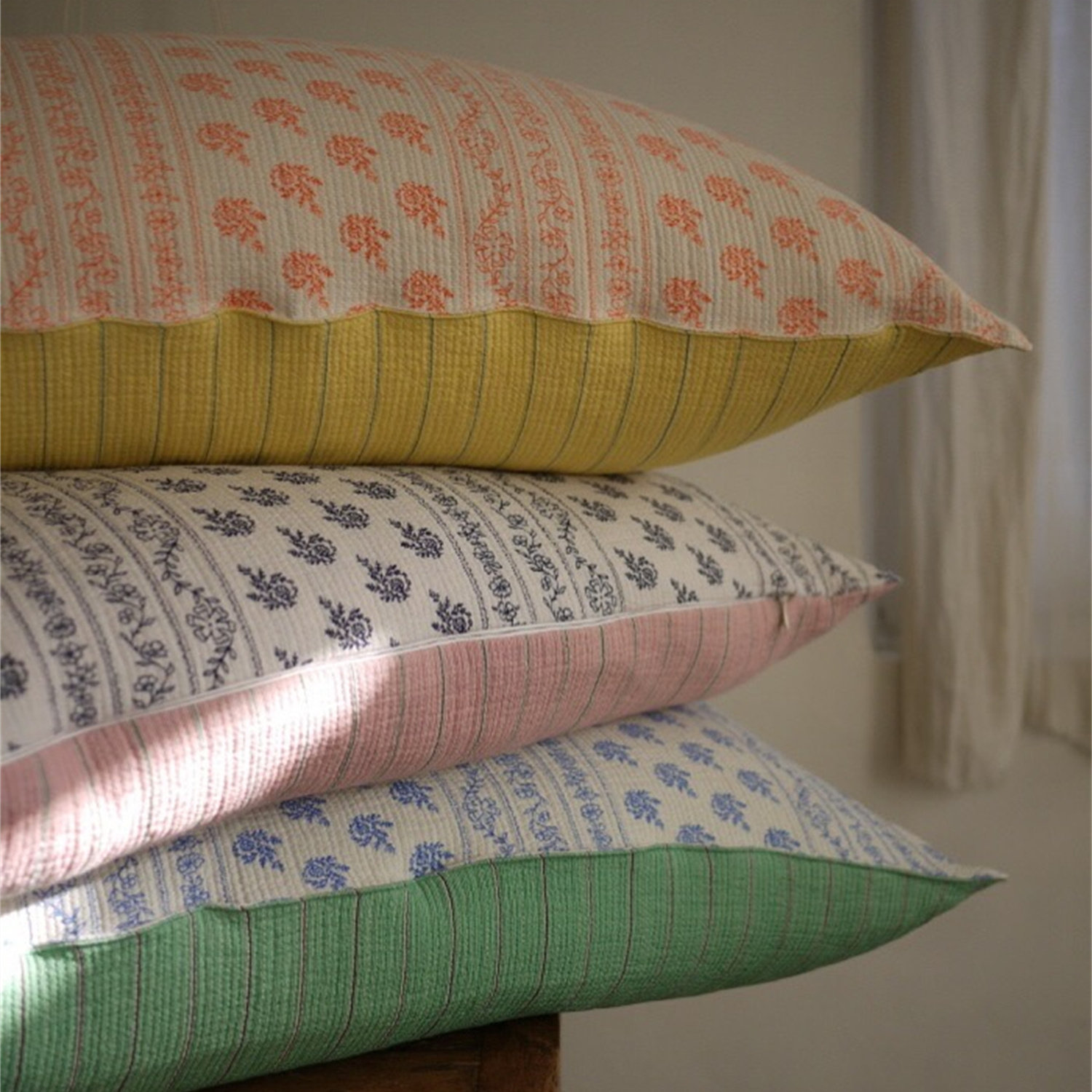 韩国进口纯棉枕套单人枕头套三色水洗纱布棉卧室绗缝枕头套50*70,床上用品,枕套,淘宝优惠券,粉丝福利购,淘宝优惠卷