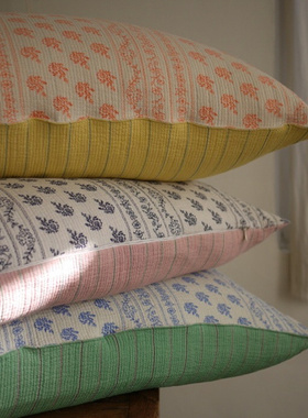 韩国进口纯棉枕套单人枕头套三色水洗纱布棉卧室绗缝枕头套50*70