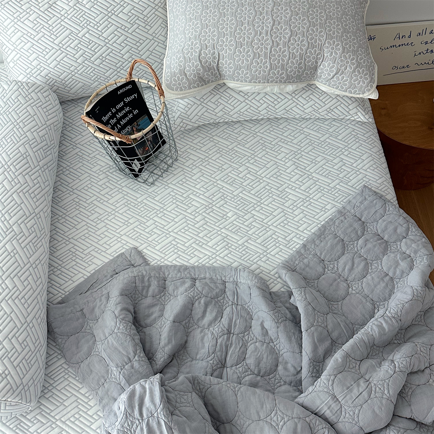 韩国进口晾感床单冰感凉席软凉席亲肤凉席 晾感格纹床单可机洗