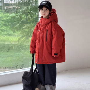 男女中大童工装风羽绒服 2025年新款冬款韩版加厚白鸭绒防水保暖