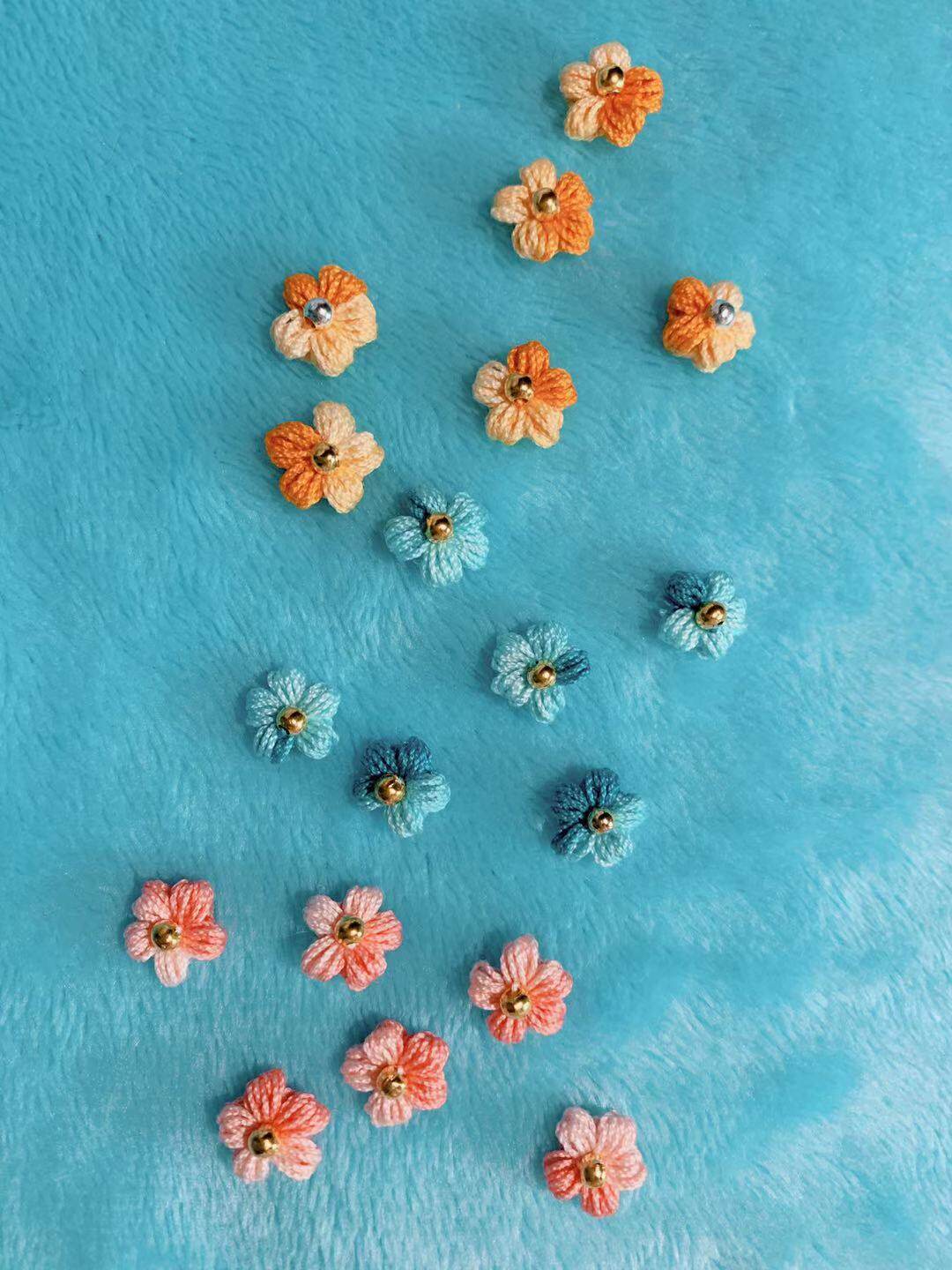 包邮新款手编微钩泡芙花蕾丝不对称纯银珍珠耳钉超萌泫雅风定制