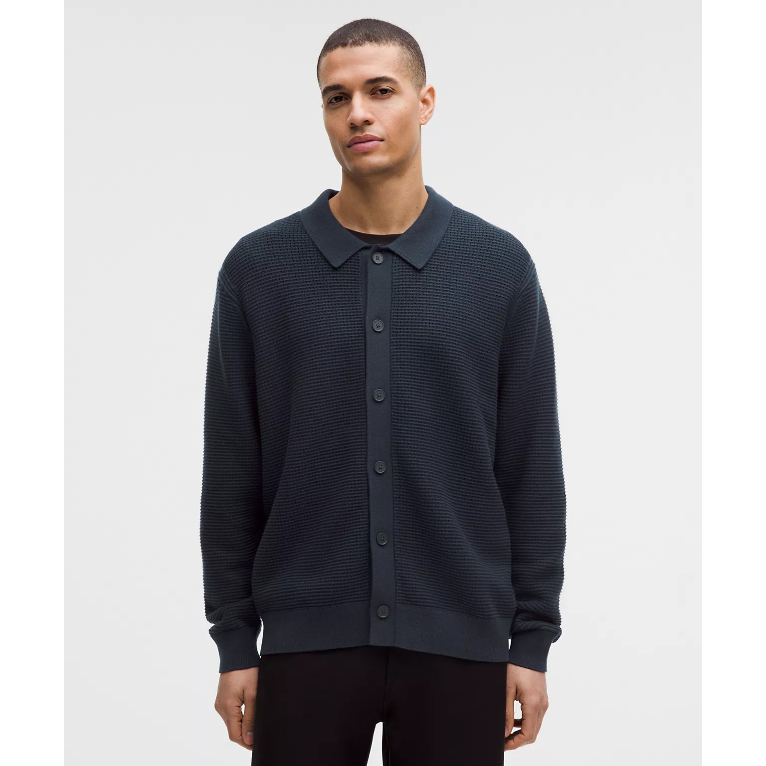 lululemon代购 Cotton-Blend Knit Collared Cardigan 针织开衫男